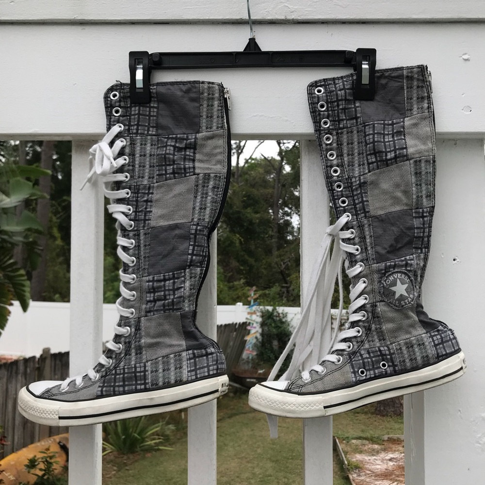 Converse lace up/zip up knee shoes